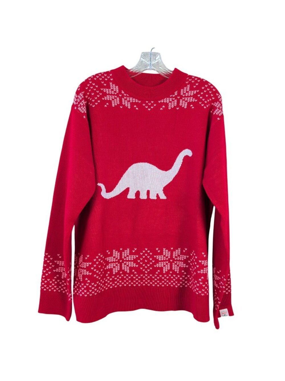 Sinclair Oil DINO Red White Men's Christmas L Dinosaur Sweater Fair Isle Holiday